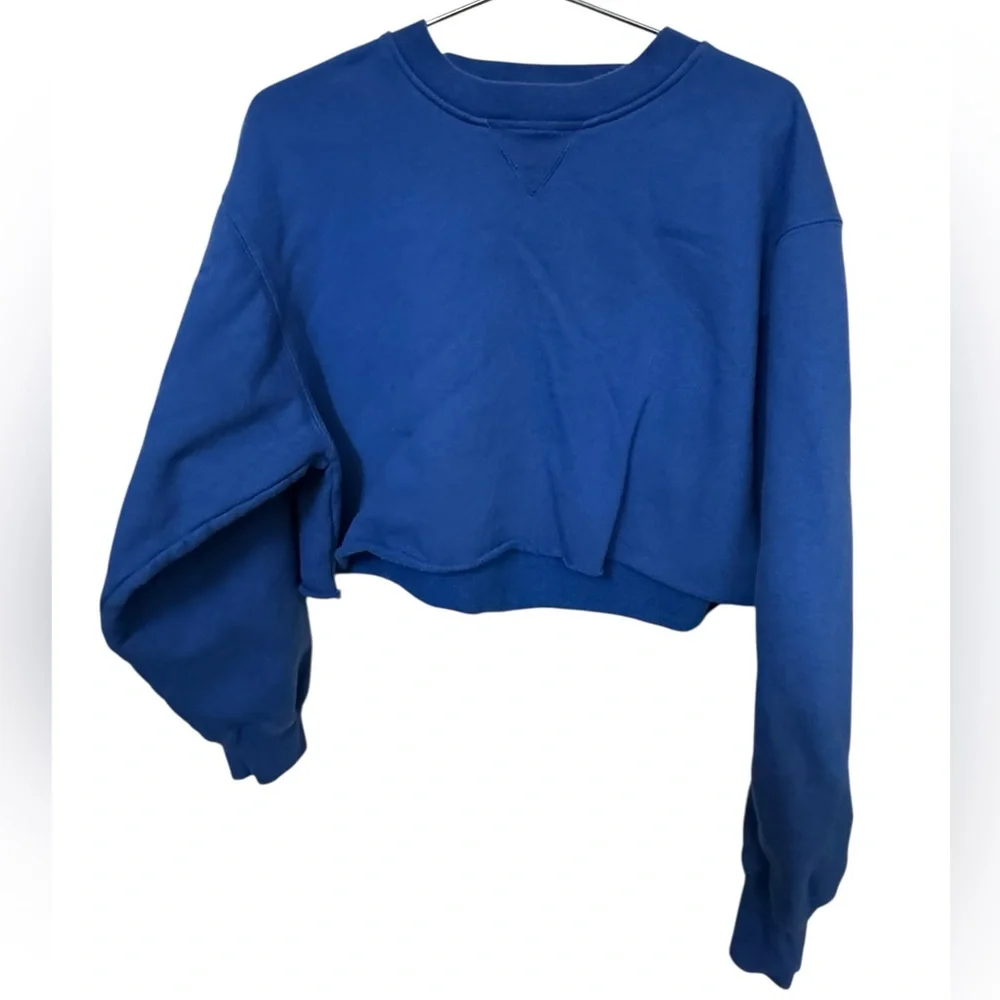 High End VOS Sports Blue Women's M Cropped Crew Neck Sweatshirt MINTY - Picture 1 of 6